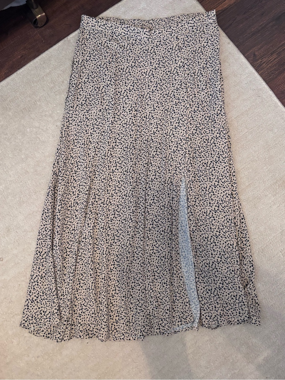 American Eagle Outfitters Cream and Black Printed Midi Skirt